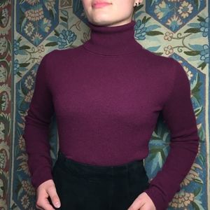 100% Cashmere Raspberry Turtle Neck